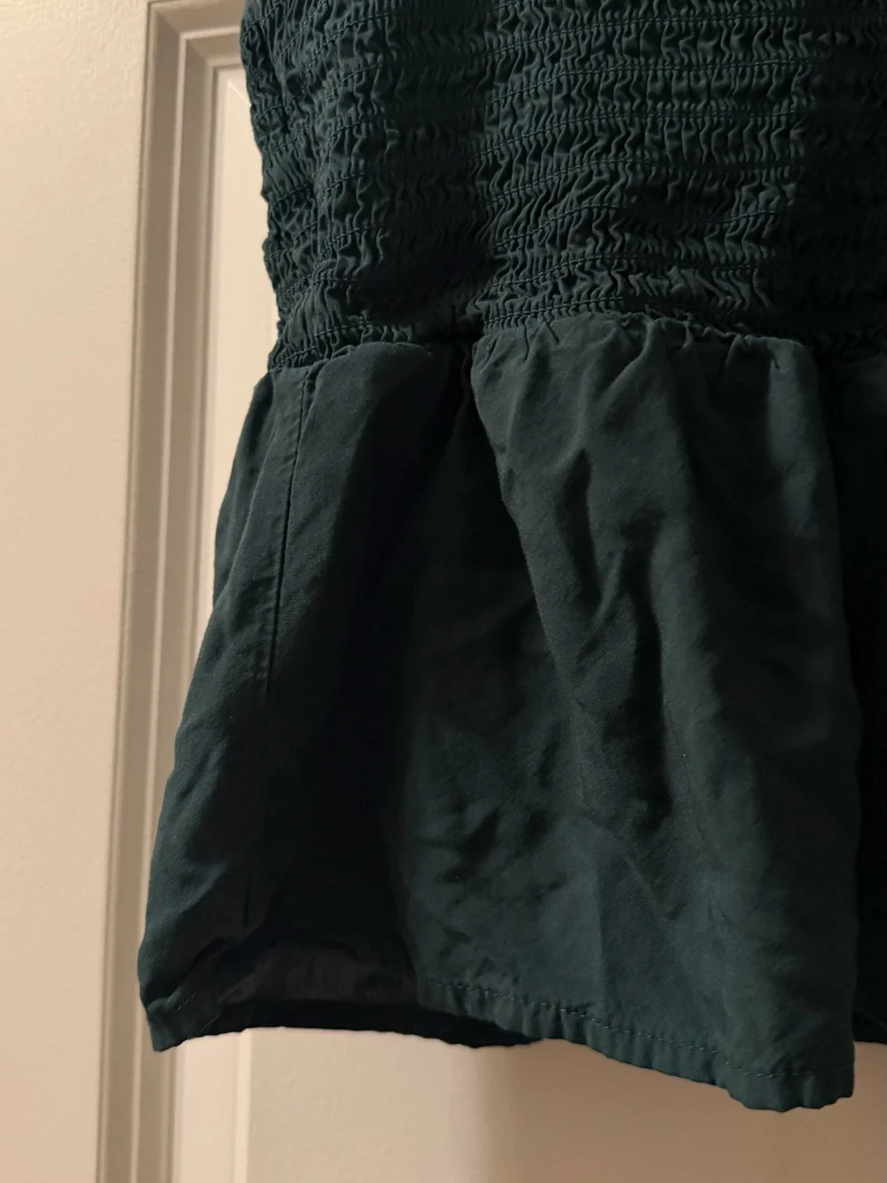 Old Navy Dark Green Smocked Peplum Short-Sleeve Top